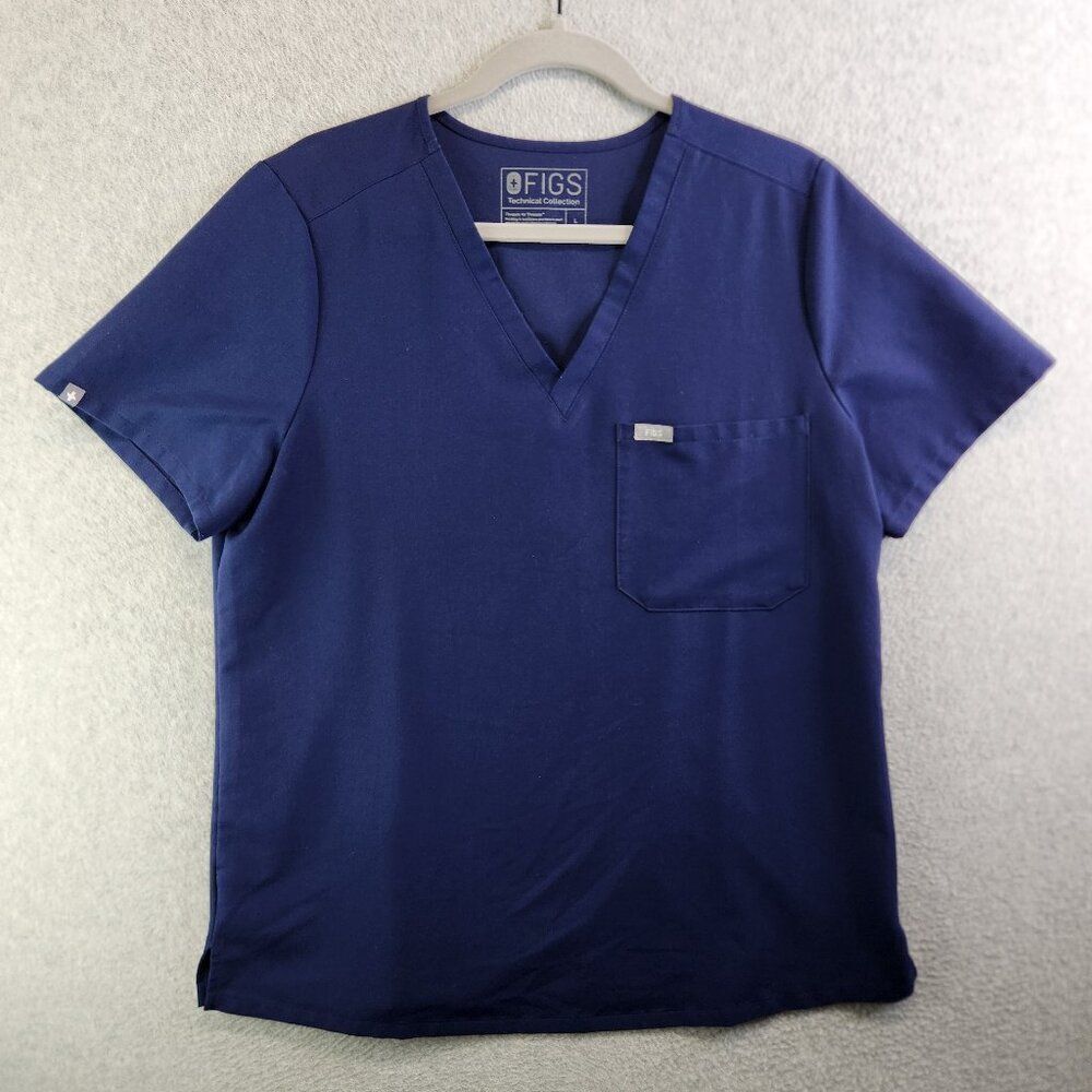 Figs Scrub Top Womens L Blue Slim Catarina One Pocket Anti Wrinkle Basic Tee